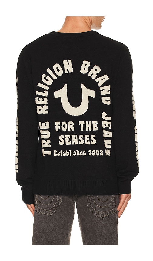True Religion Relaxed Logo Sweater In Black