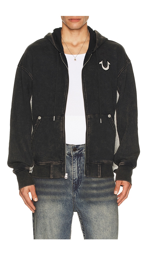 True Religion Zip Up Hoodie In Black