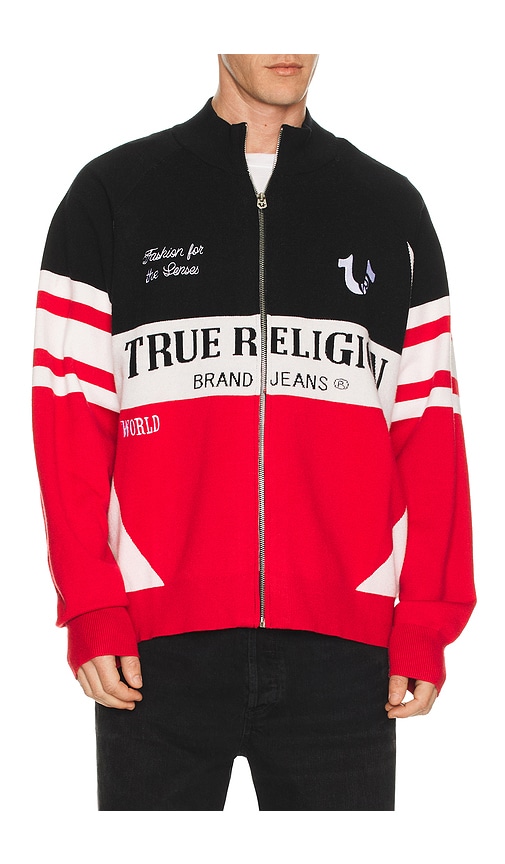 True Religion Racing Raglan Zip Sweater