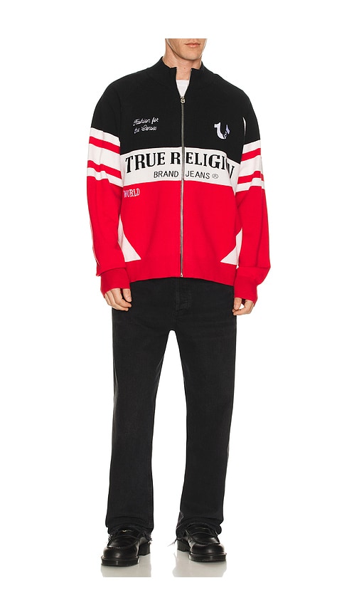  True Religion Pullover Mit Reissverschluss Racing Raglan In Red. Größe M. Also In L, Xl/1x. 