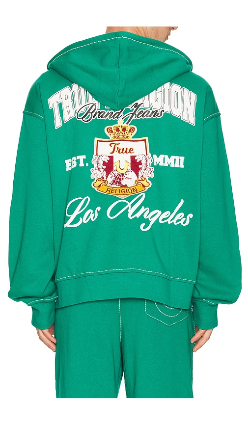 True Religion Crest Big T Cinched Zip Up Hoodie