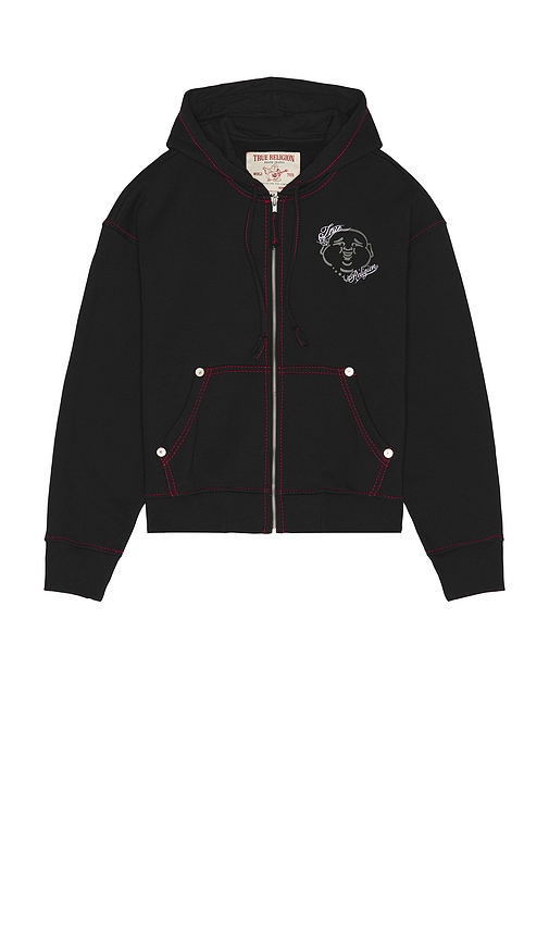 True Religion Buddha Face Big T Boxy Zip Up Hoodie | Thumbnail 5 True Religion Buddha Face Big T Boxy Zip Up Hoodie | Thumbnail 5