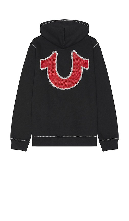 TRUE RELIGION BIG-T CROSS STITCH ZIP UP HOODIE 