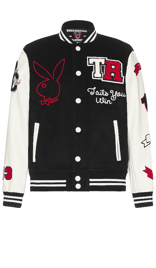 True Religion x Playboy Good Bunny Varsity Jacket in Black & Winter ...