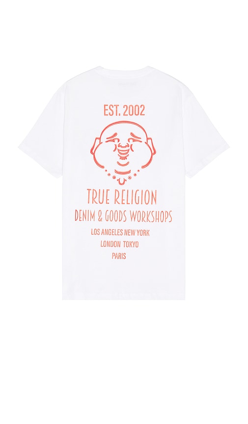 Shop True Religion Raised Paint Tee In 光纤白