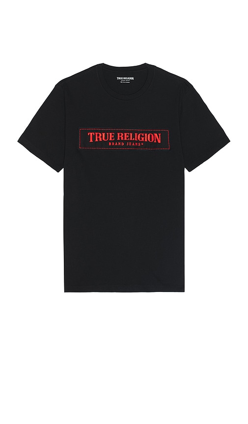 True Religion Frayed Arch Tee In 乌黑