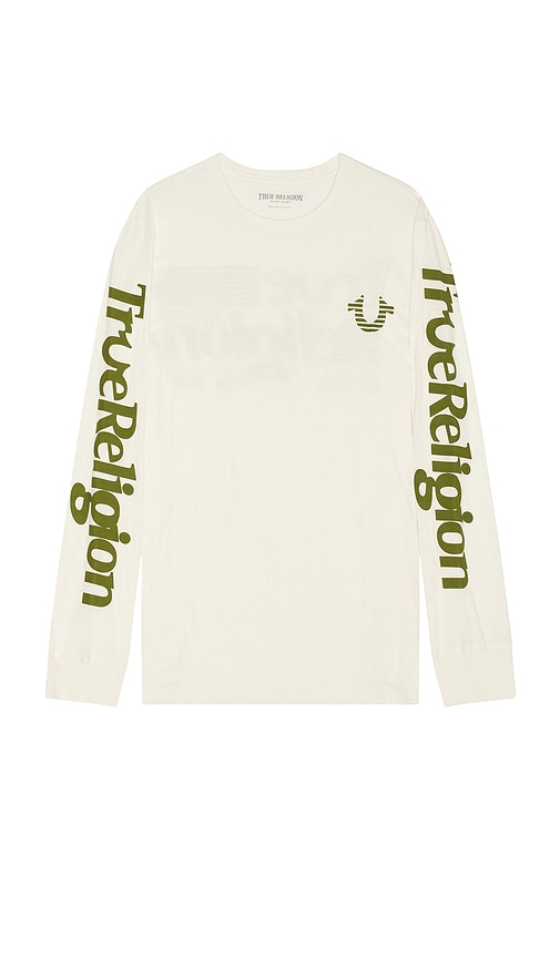 True Religion True Flag Long Sleeve Tee In White