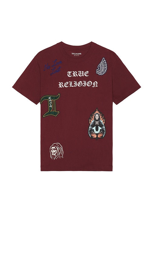True Religion Short Sleeve Patch Embro Tee In Broadway