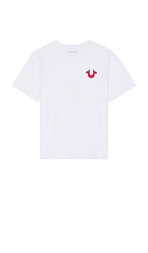 TRUE RELIGION SHORT SLEEVE APPLIQUE BLAZING TOUR TEE