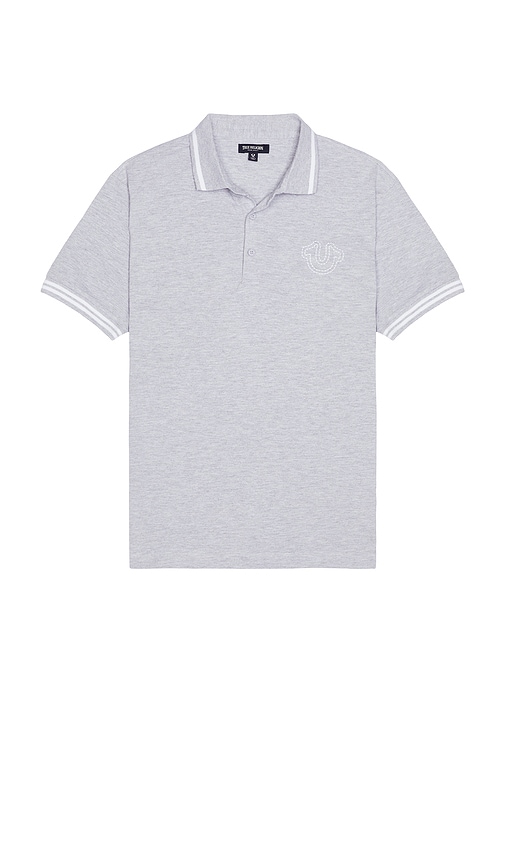 Short Sleeve Big T Horseshoe Polo in Grey. - size XL/1X (also in L, M, S)