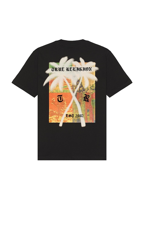 True Religion Palm Tree Tee In Black