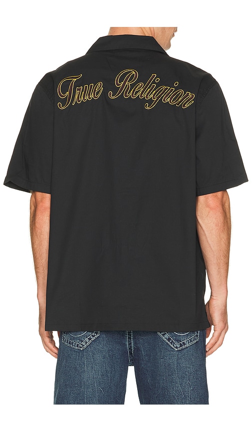 True Religion Camp Collar Shirt In Black