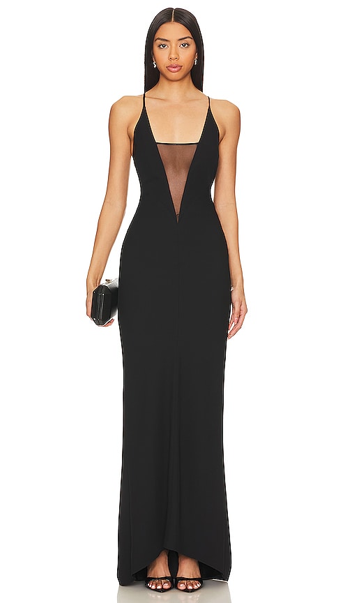 The Sei Plunge Gown With Mesh In Black