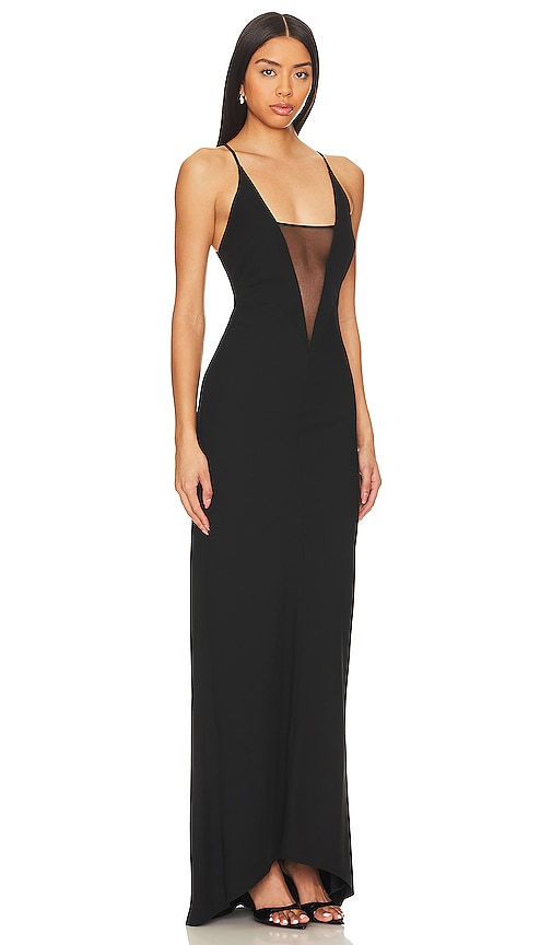Shop The Sei Plunge Gown With Mesh In É»‘è‰²