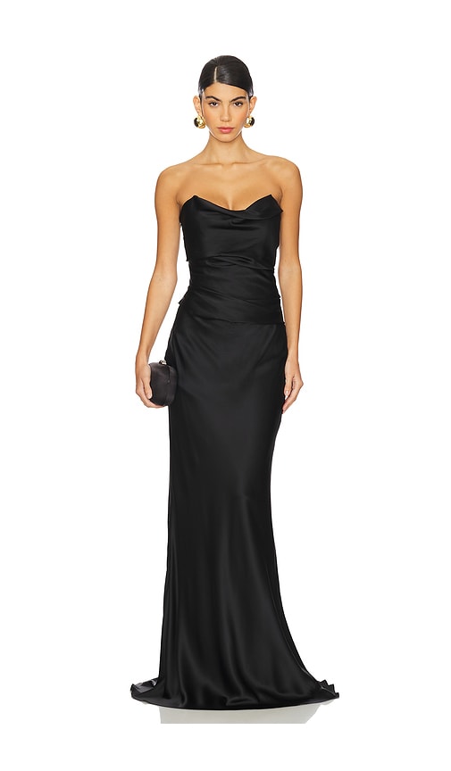 Shop The Sei Cowl Bustier Gown In Black