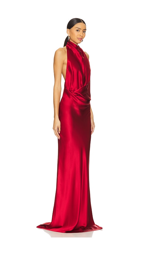 Halter Drape Bias Gown in Red. - size 6 (also in 4)