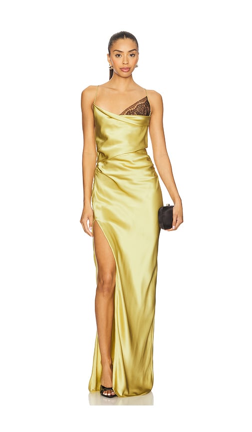 Lace Inset Cowl Gown in Yellow. - size 0 (also in 2, 4, 6, 8) - The Sei - Modalova
