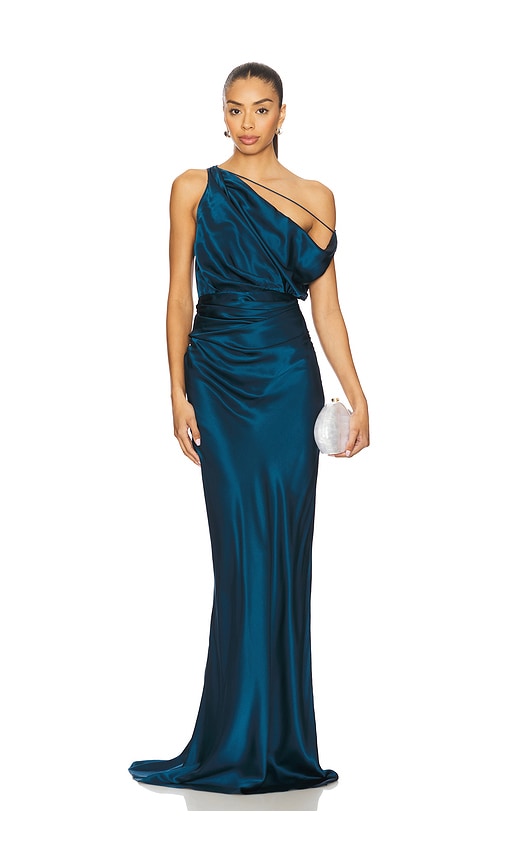 Strapped Off Shoulder Gown in Navy. - size 0 (also in 4, 8) - The Sei - Modalova