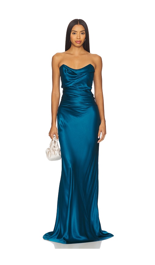 The Sei Cowl Bustier Gown In Blue