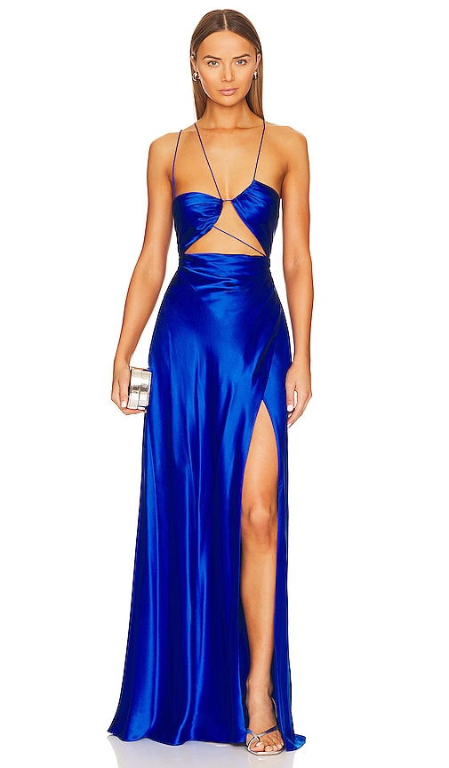 The Sei Asymmetrical Strappy Gown In Sapphire
