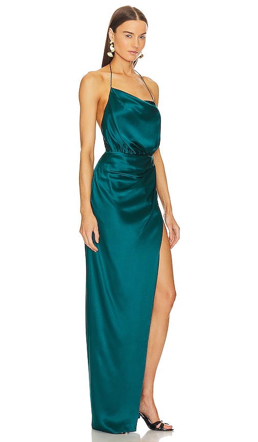 Shop The Sei Halter Cowl Gown In Teal