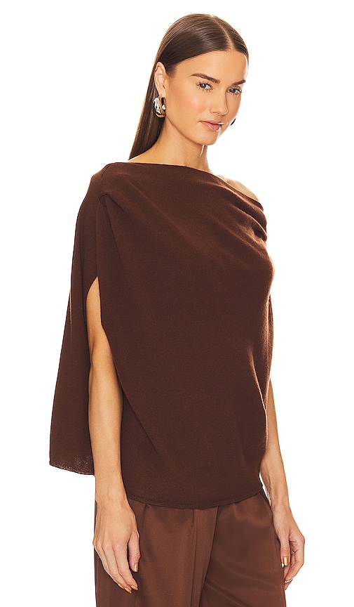 Shop The Sei Asymmetric Drape Sweater In Chocolate