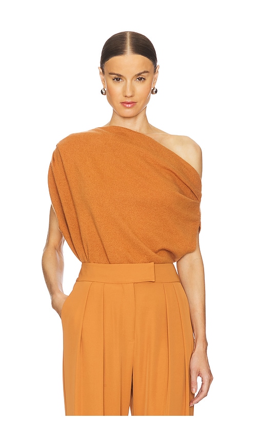 Shop The Sei Asymmetric Drape Sweater In Tan