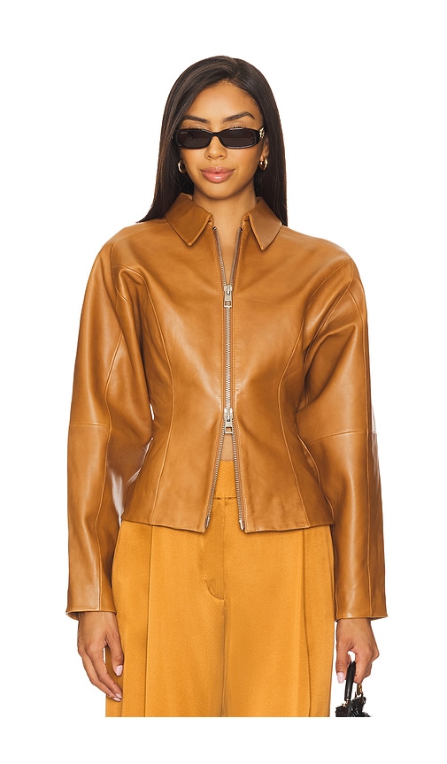 Fitted Leather Jacket in Brown. - size 0 (also in 10, 2, 4, 6, 8) - The Sei - Modalova