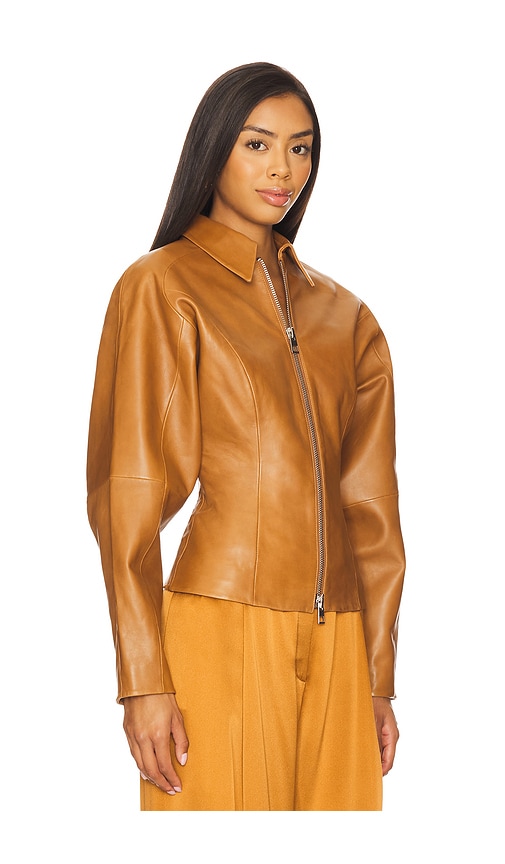 The Sei Fitted Leather Jacket In Brown