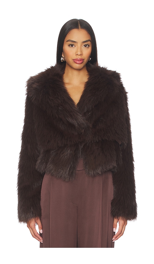 The Sei Faux Fur Bomber Jacket In Brown