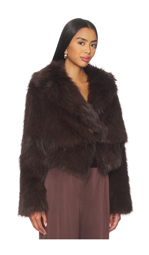 The Sei Faux Fur Bomber Jacket In Brown