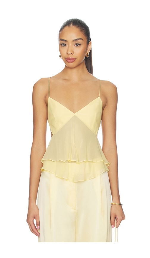 The Sei Cut Out Ruffle Cami in Yellow. Size 0. Also in 2, 4, 6, 8.