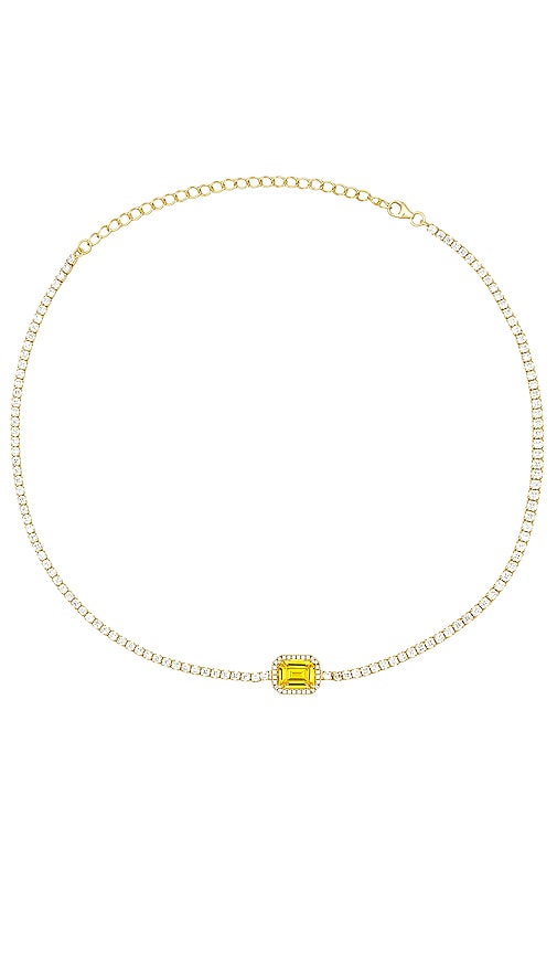 The M Jewelers NY Mini Halo Stone Tennis Necklace in Gold REVOLVE