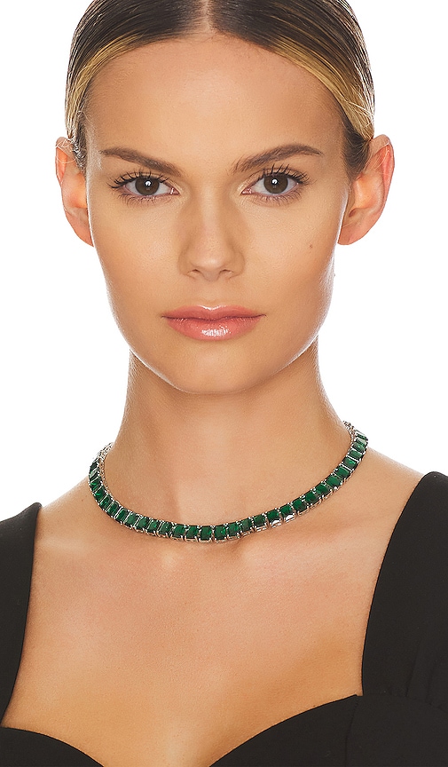 The M Jewelers NY Emerald Tennis Choker in Green.