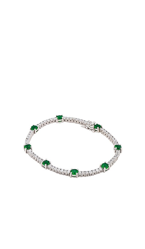 The M Jewelers NY Multi Emerald Tennis Bracelet in Metallic Silver.