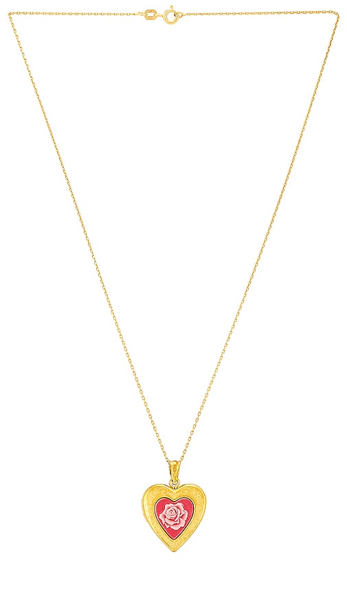 THE M JEWELERS NY PINK ROSE PHOTO LOCKET NECKLACE