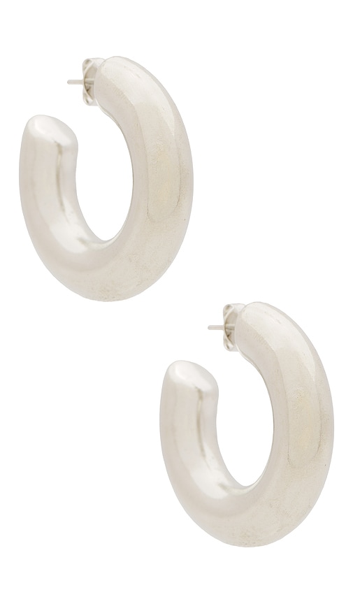 Shop The M Jewelers Ny The Large Hailey Hoops In Metallic Silver