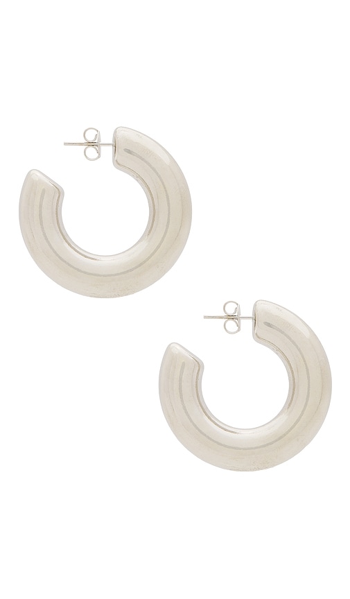 Shop The M Jewelers Ny The Large Hailey Hoops In Metallic Silver