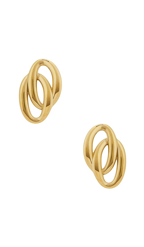 Shop The M Jewelers Ny Linked Stud Earring In Metallic Gold