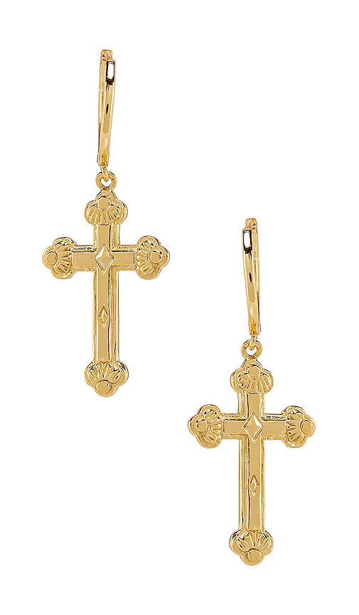 The M Jewelers NY Siena Cross Earrings in Gold