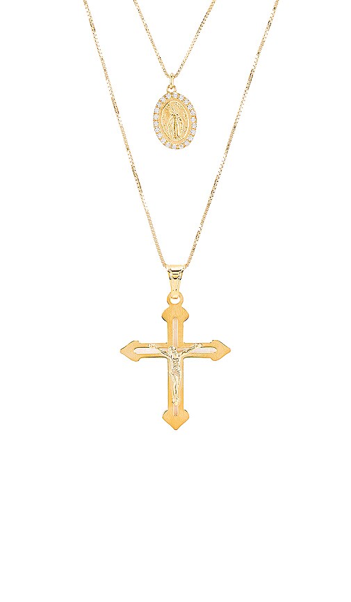Crucifix Medal Layering Set