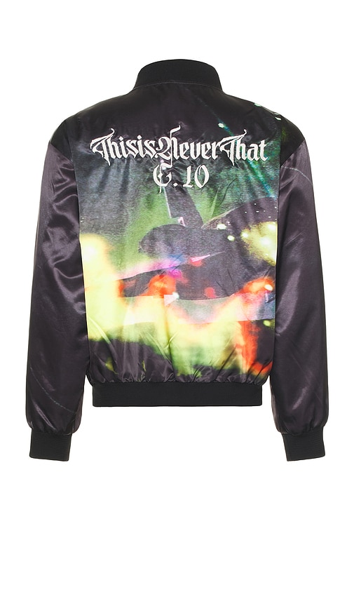 Shop Thisisneverthat Flame Satin Jacket In 블랙