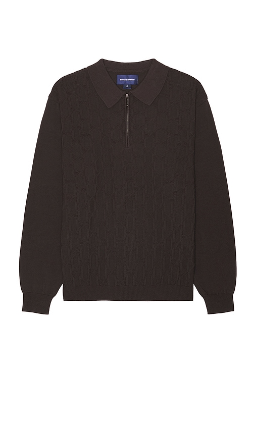 thisisneverthat Cable Knit Zip Polo in Brown