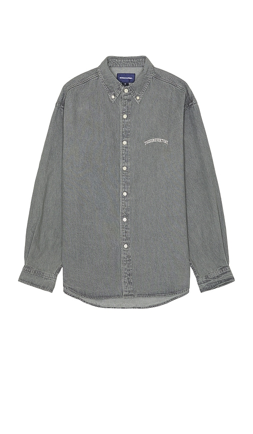 Shop Thisisneverthat Washed Denim Shirt In 그레이