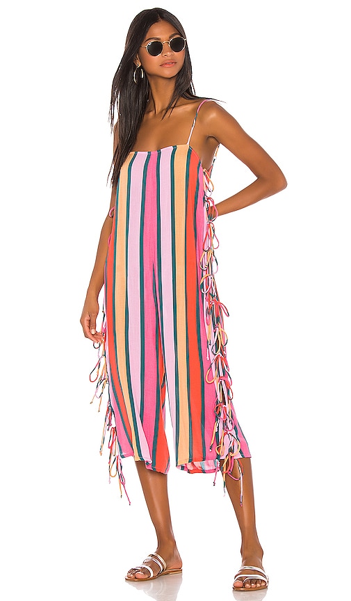 Tularosa Bright Side Jumpsuit in Pink & Forest Stripe