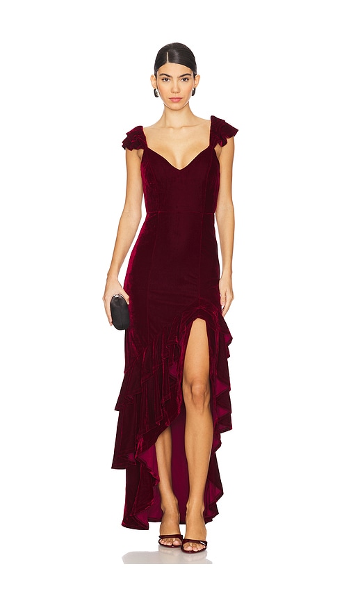 Shop Tularosa Camille Velvet Gown In Red