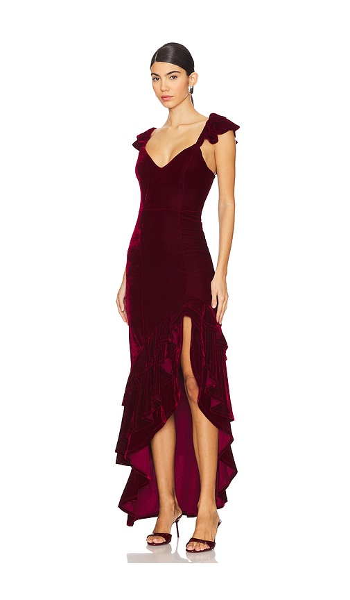 Shop Tularosa Camille Velvet Gown In Red