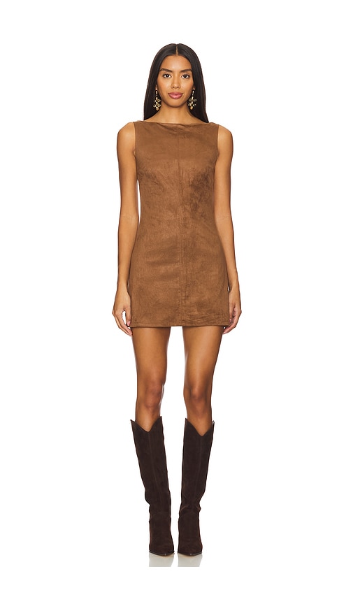 Shop Tularosa Mimi Faux Suede Dress In 巧克力棕色