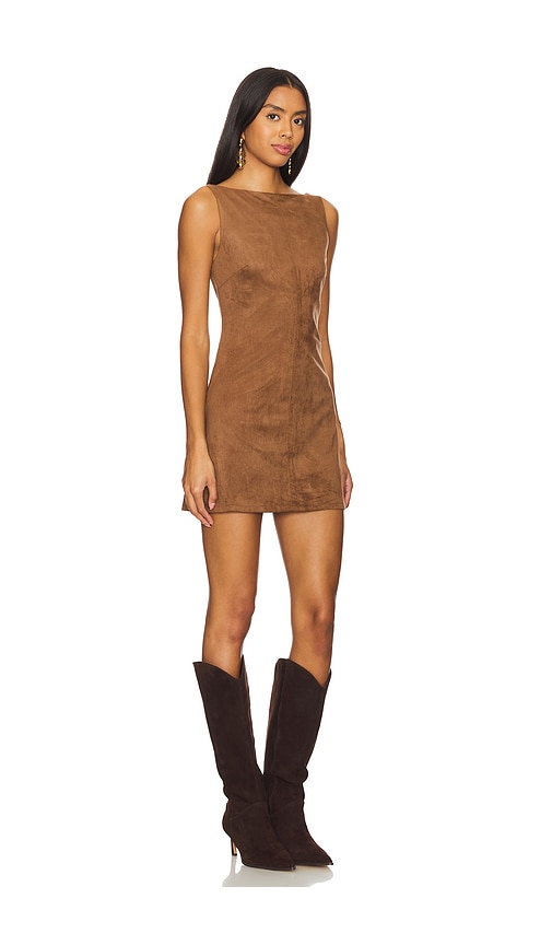 Shop Tularosa Mimi Faux Suede Dress In 巧克力棕色