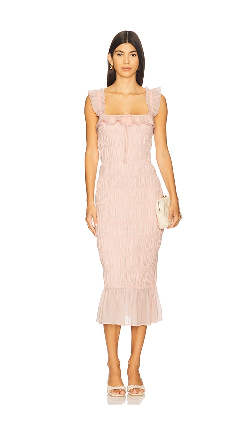 Tularosa X Yhasmina Ferrara Esmie Midi Dress In Pink